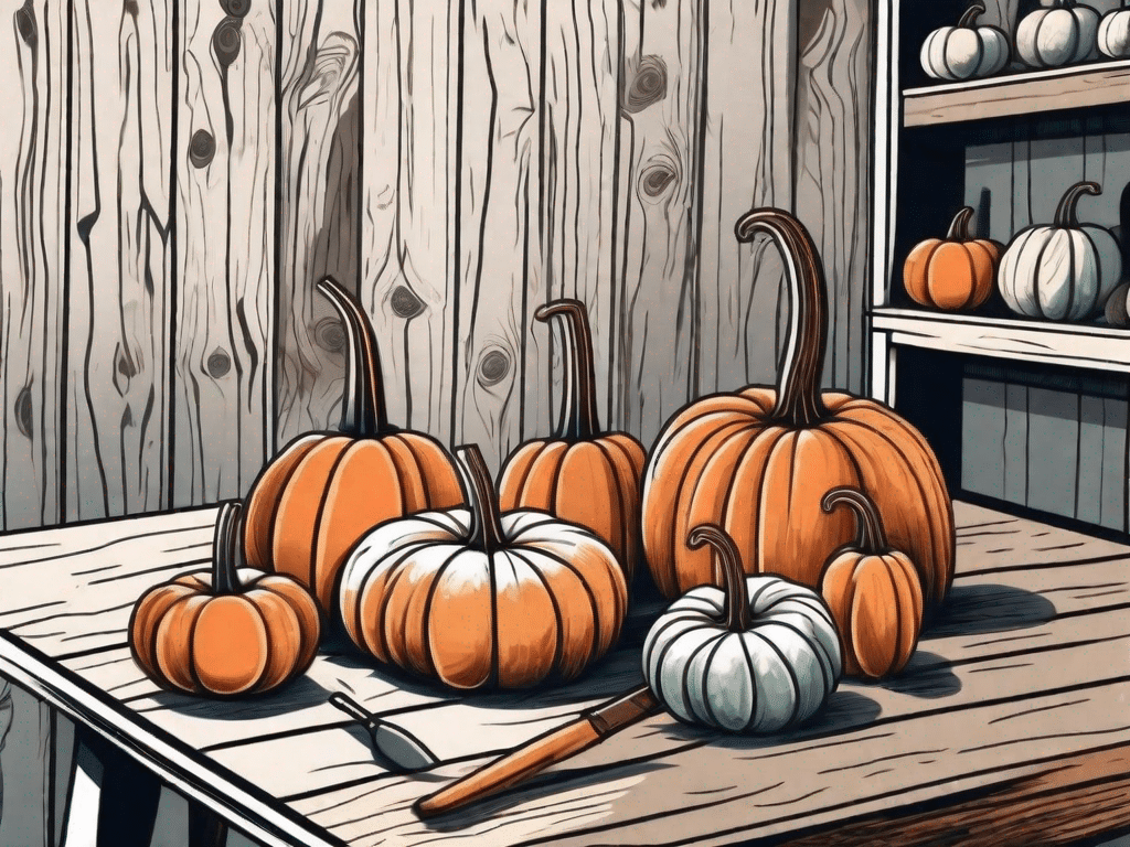 A variety of pumpkins in different shapes