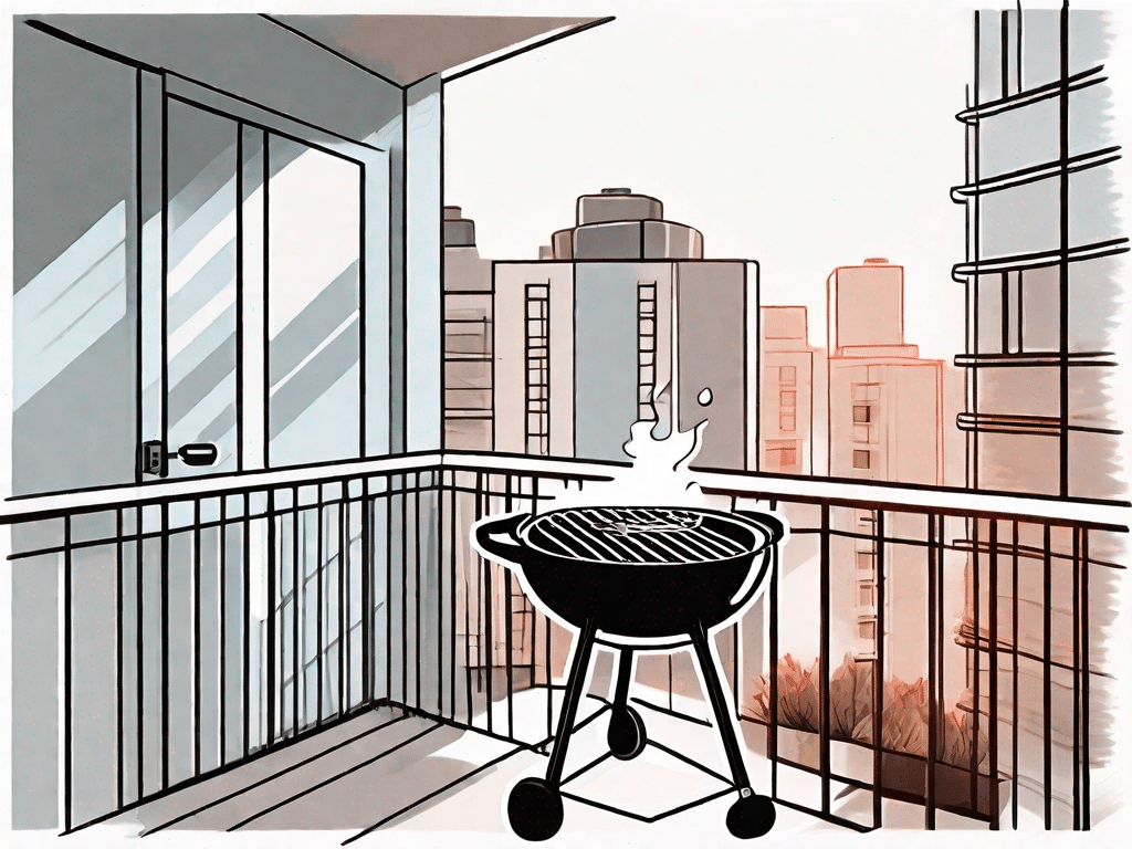 A balcony scene with a grill