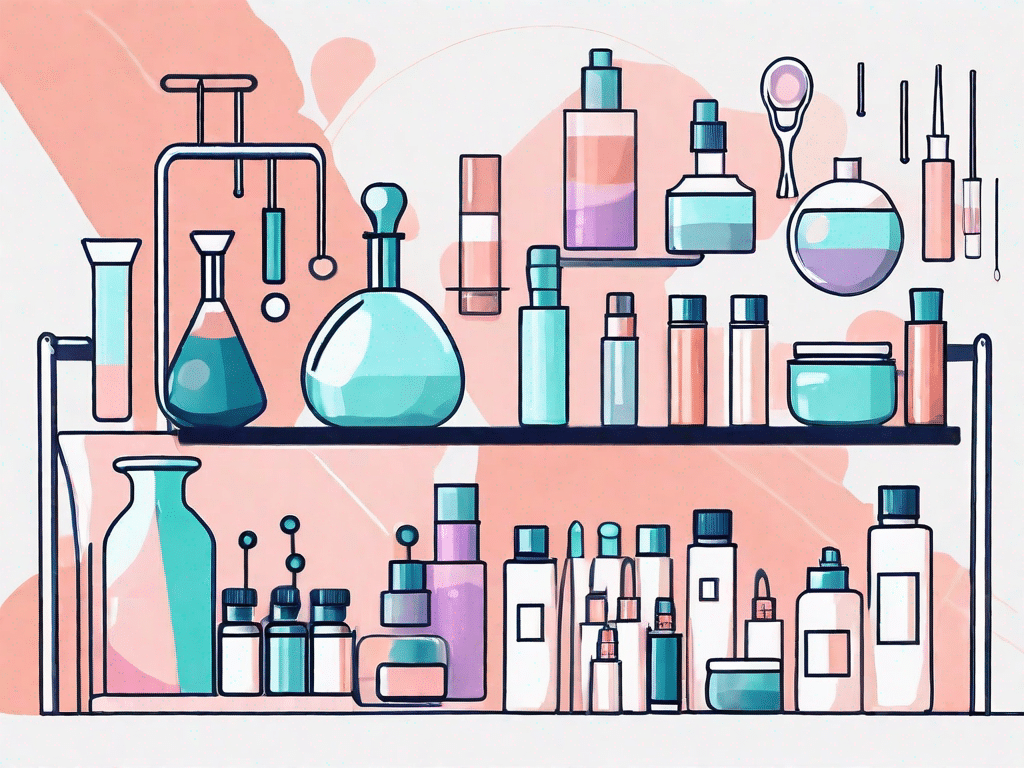 A laboratory setting with various feminine product samples