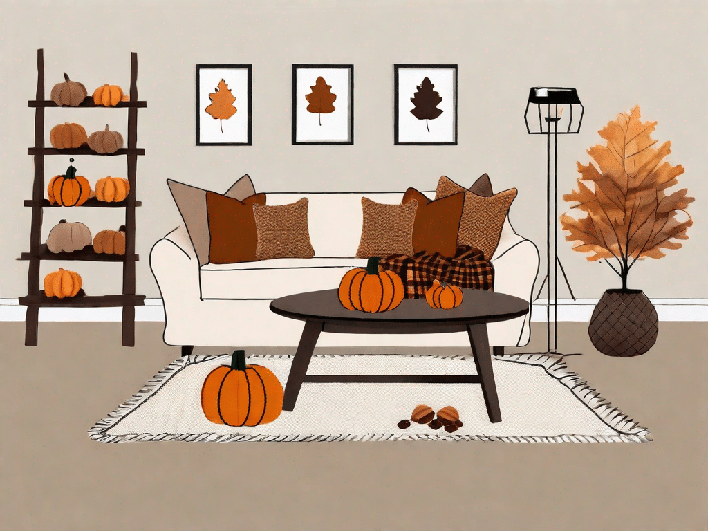 A cozy living room with diy autumn decor