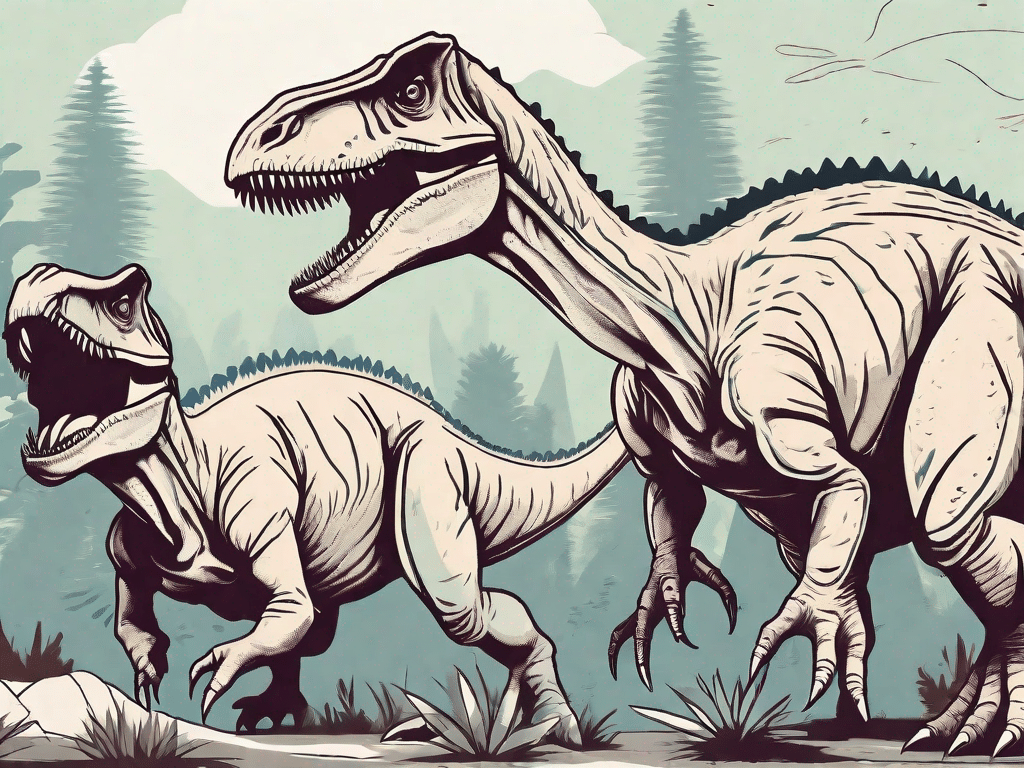 Various carnivorous dinosaurs in their natural habitat